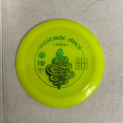 Vist Large View of Product Image Which is Used Westside VIP ADDER Disc Golf Driver Yellow 175g