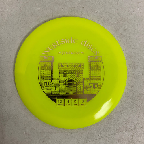 Vist Large View of Product Image Which is Used Westside VIP FORTRESS Disc Golf Driver Yellow 170g
