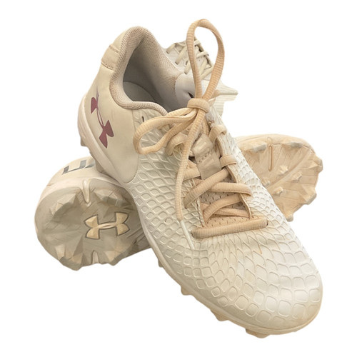 Vist Large View of Product Image Which is Used Under Armour CLEAT BB/SB Cleats White Junior 03