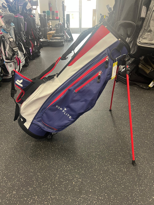 Vist Large View of Product Image Which is Used Top Flite MERICA Mens Stand Bag White/Red/Navy