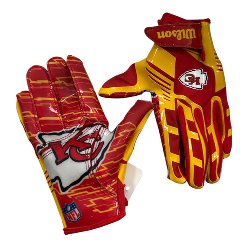 Vist Large View of Product Image Which is Used Wilson RECIEVER GLOVES CHIEFS FB Gloves Red MD