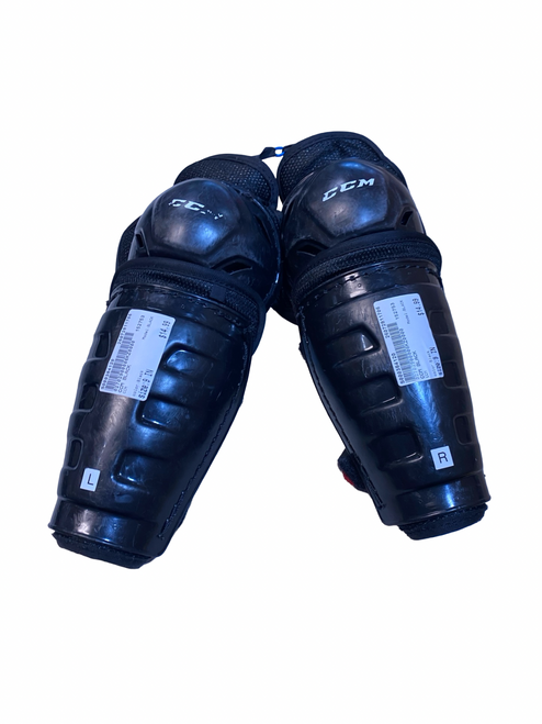 Vist Large View of Product Image Which is Used CCM BLACK Youth Shin Guards Black 9"