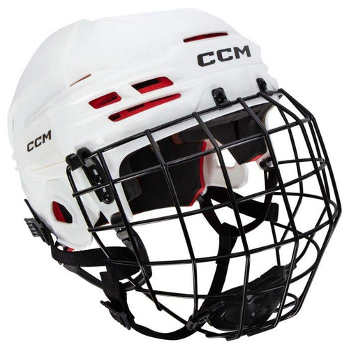Vist Large View of Product Image Which is CCM Tacks 70 Cage Combo Hockey Helmet, White