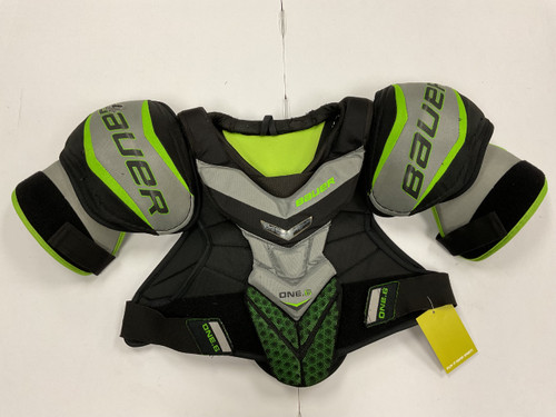 Vist Large View of Product Image Which is Used Bauer SUPREME ONE.6 Senior Shoulder Pads Black And Green SM