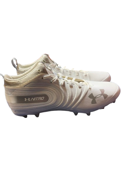 Vist Large View of Product Image Which is Used Under Armour Adult FB Cleats White Senior 10.5