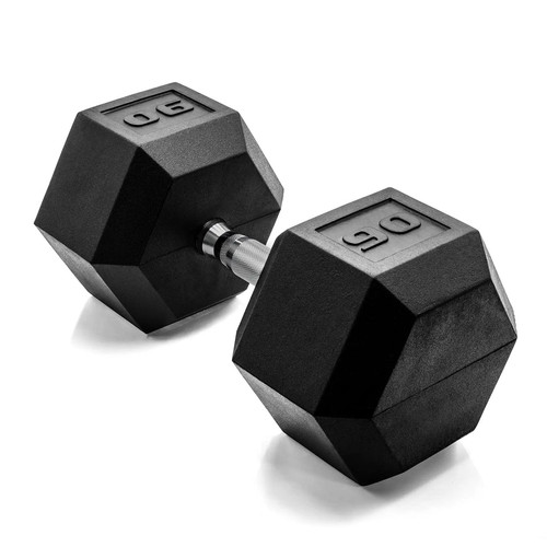 Vist Large View of Product Image Which is CAP Rubber Hex Dumbbell 90 lbs #SDR-090