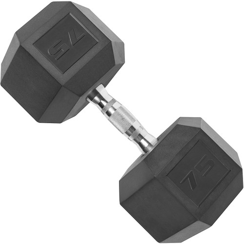 Vist Large View of Product Image Which is New 75LB HEX RUBBER DUMBBELL