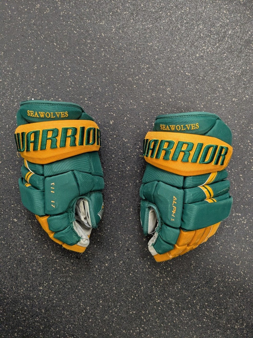 Vist Large View of Product Image Which is Used Warrior APLHA Senior Gloves Green 15"