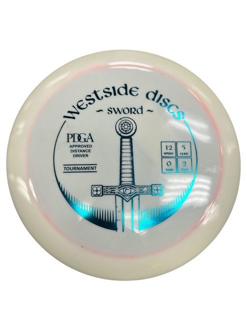 Vist Large View of Product Image Which is Used Westside SWORD Disc Golf Driver White