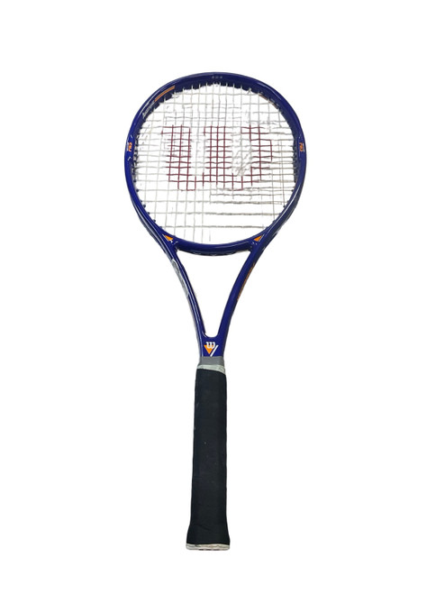 Vist Large View of Product Image Which is Used Wilson HIGH BEAM Adult Tennis Racquet Royal Blue 4 3/8"
