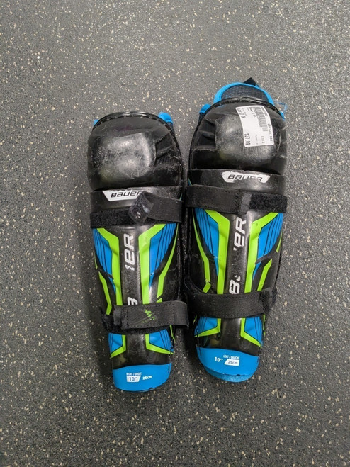 Vist Large View of Product Image Which is Used Bauer X Junior Shin Guards Black 10"
