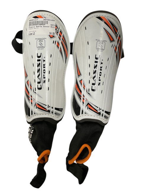 Vist Large View of Product Image Which is Used Classic Sports Soccer Shin Guards Adult White LG