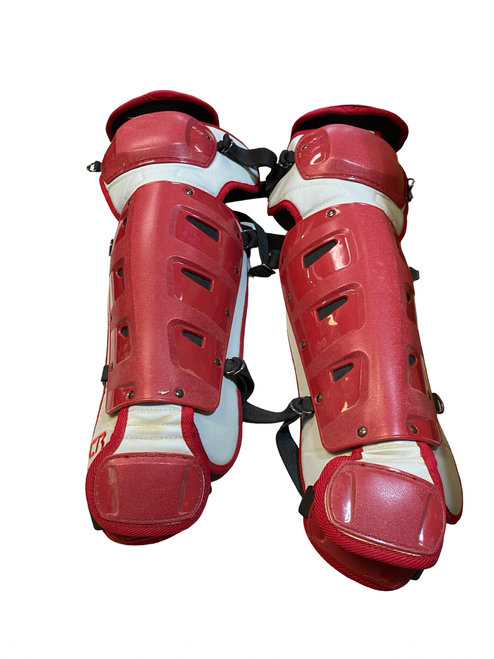 Vist Large View of Product Image Which is Used Nike CR SHINGUARDS Catchers Leg Guards Red Adult