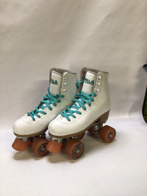 Vist Large View of Product Image Which is Used Impala WHITE W/GREEN LACES Senior Roller Quad Skates White Senior 7