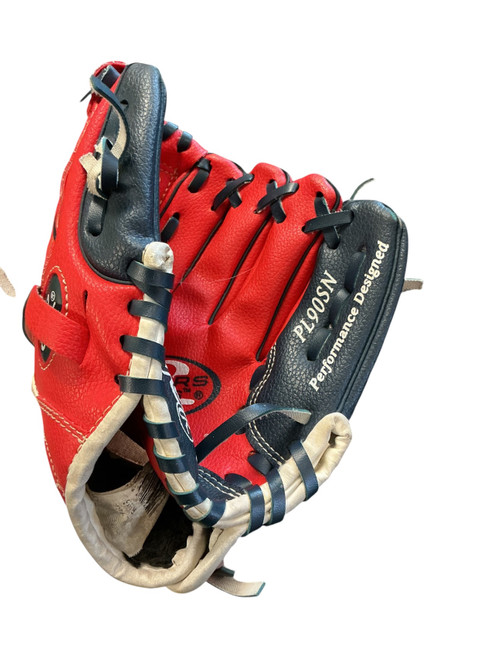 Vist Large View of Product Image Which is Used Rawlings PLAYER SERIES BB/SB Glove RH Throw Red 9"