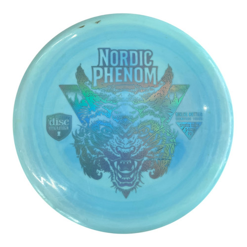 Vist Large View of Product Image Which is Used Discmania NORDIC PHENOM Disc Golf Driver Carolina Blue 175g