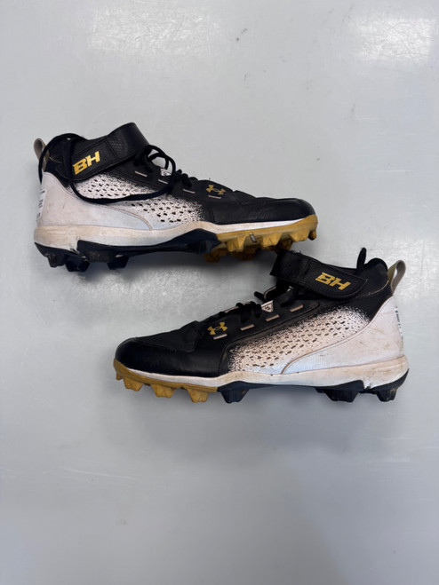 Vist Large View of Product Image Which is Used Under Armour BRYCE HARPER BB/SB Cleats Black Senior 10.5