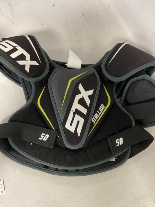 Vist Large View of Product Image Which is Used STX STALLION 50 Lacrosse Shoulder Pads Black Junior