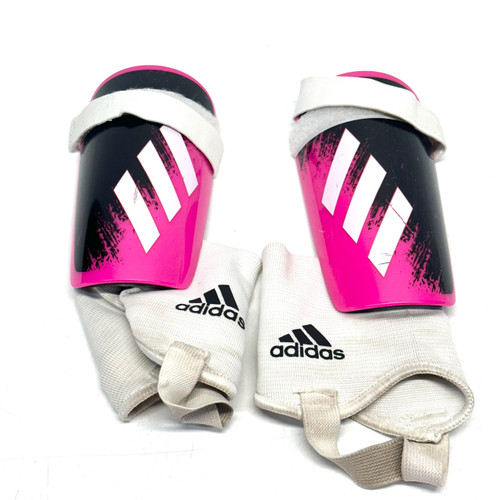 Vist Large View of Product Image Which is Used Adidas Soccer Shin Guards Junior Black And Pink LG
