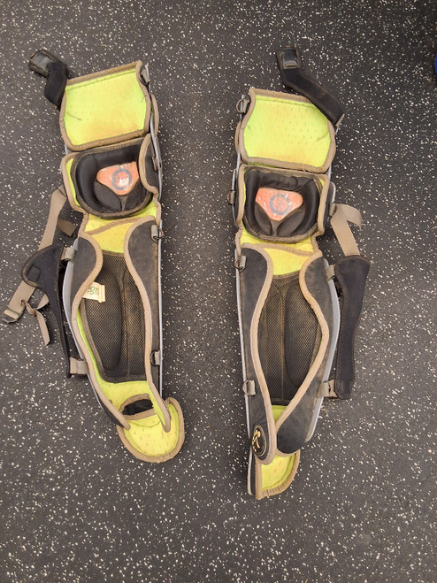 Vist Large View of Product Image Which is Used All Star LG40WPRO Catchers Leg Guards Grey Adult