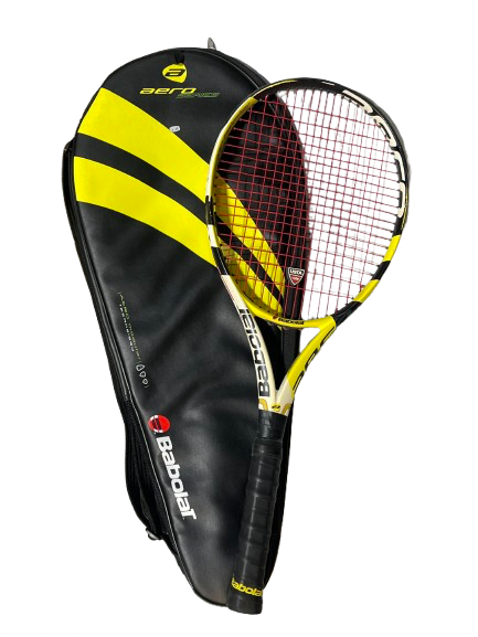 Vist Large View of Product Image Which is Used Babolat BABOLAT AEROPRO DRIVE PLUS Adult Tennis Racquet Yellow 4 3/8"