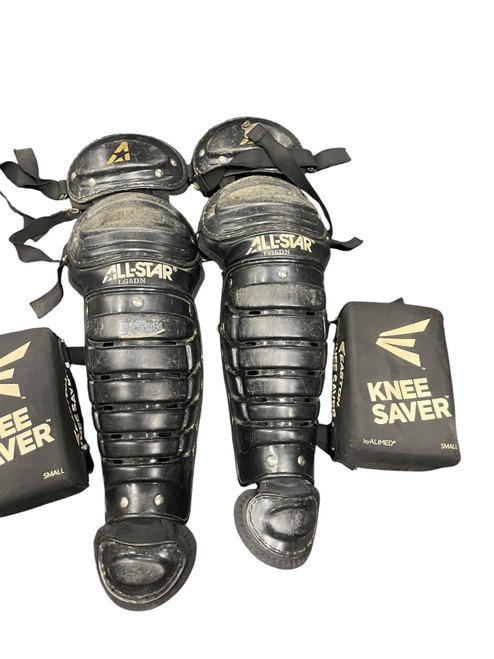 Vist Large View of Product Image Which is Used All-Star LG5DN Catchers Leg Guards Black Youth