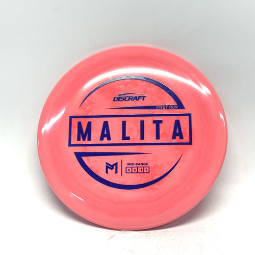 Vist Large View of Product Image Which is Used Discraft MALITA FIRST RUN Disc Golf Mid Range Neon Pink 178g