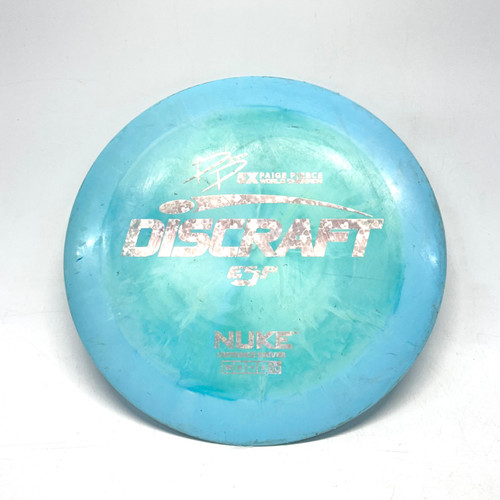 Vist Large View of Product Image Which is Used Discraft PAIGE PIERCE ESP NUKE Disc Golf Driver Carolina Blue 174g