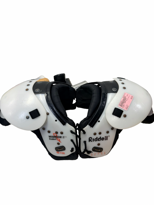Vist Large View of Product Image Which is Used Riddell WARRIOR II W-130 Football Shoulder Pads White 32-34" / 13-14"