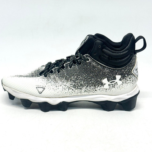 Vist Large View of Product Image Which is Used Under Armour SPOTLIGHT FRANCHISE 2.0 RM Jr FB Cleats Black And White Junior 04