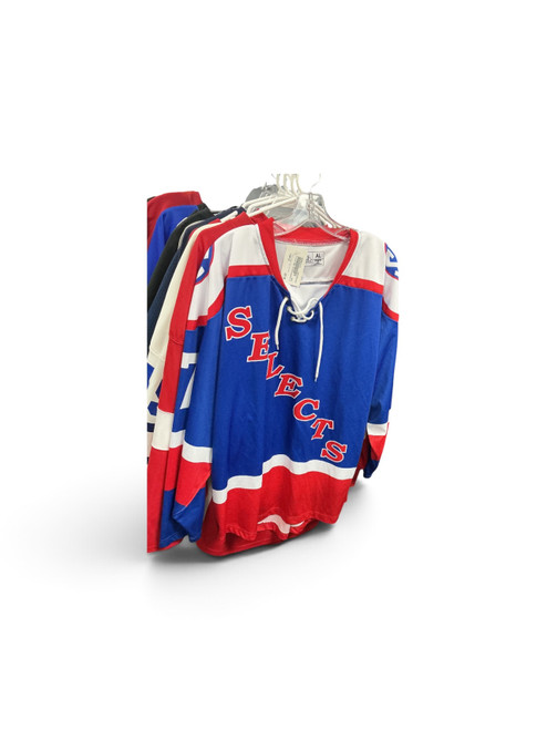 Vist Large View of Product Image Which is Used Hockey Practice Jersey Royal Blue And Red LG