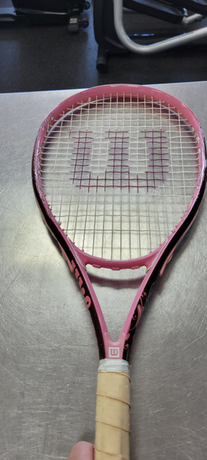 Vist Large View of Product Image Which is Used Wilson HOPE Adult Tennis Racquet Pink 4 1/4"