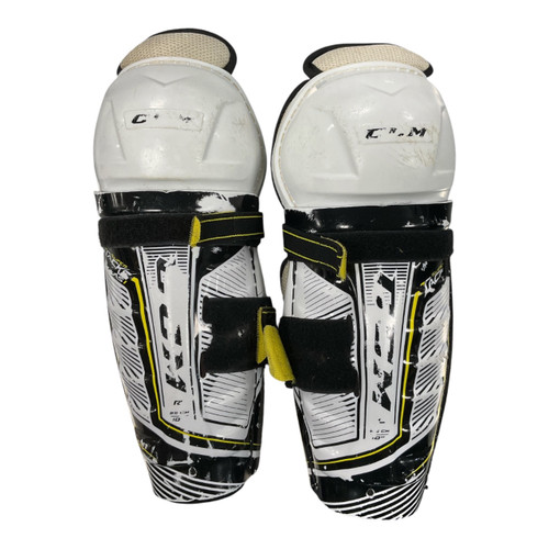 Vist Large View of Product Image Which is Used CCM TACKS AS1 Junior Shin Guards White 10"