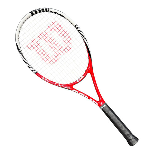 Vist Large View of Product Image Which is Used Wilson SIX.ONE COMP Adult Tennis Racquet Red 4 1/2"