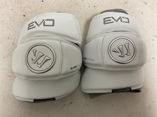Vist Large View of Product Image Which is Used Warrior EVO Lacrosse Arm Pads/Guards White MD