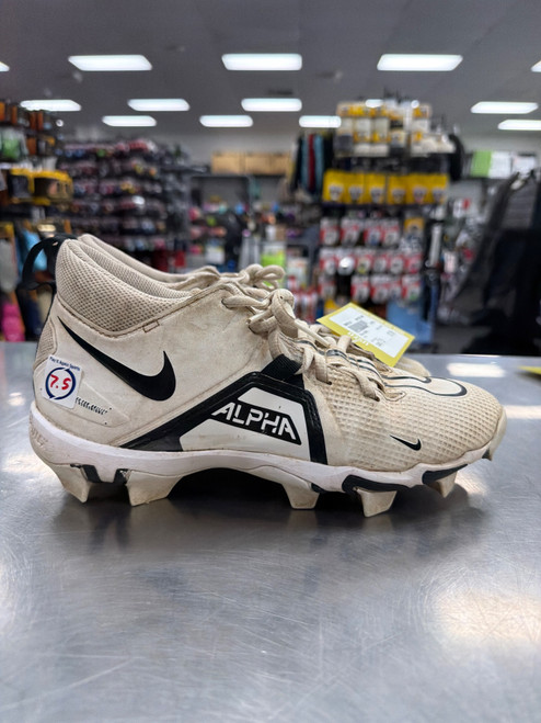 Vist Large View of Product Image Which is Used Nike ALPHA Adult FB Cleats White Senior 7.5
