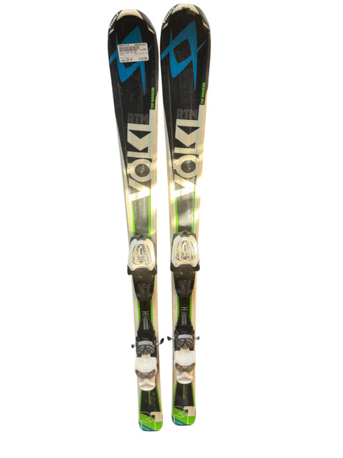 Vist Large View of Product Image Which is Used Volkl RTM JR 120 Boys DH Ski/Binding Green 120 cm