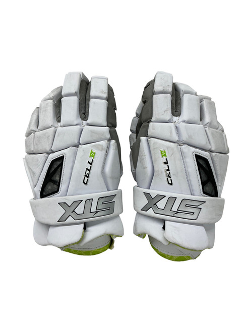Vist Large View of Product Image Which is Used STX CELL IV Lacrosse Gloves Mens White XL