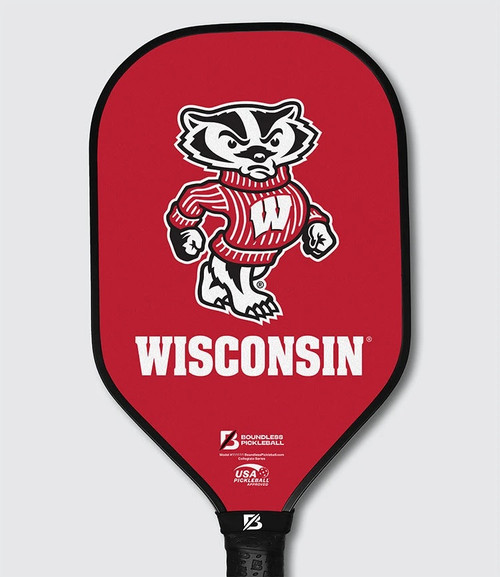 Vist Large View of Product Image Which is Boundless Wisconsin Badgers Pickleball Paddle, Red
