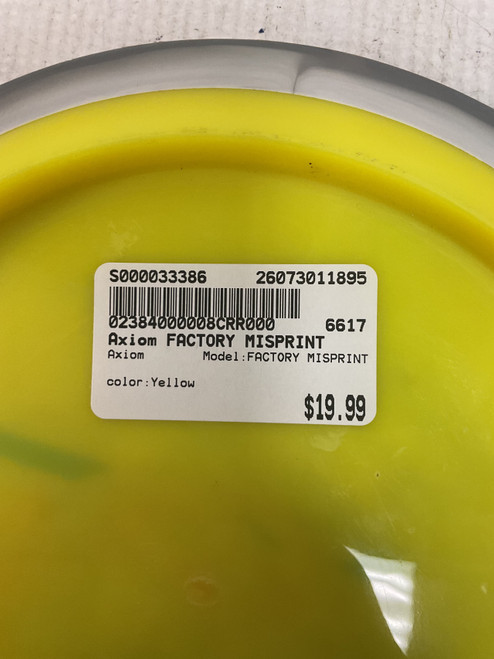 Vist Large View of Product Image Which is Used Axiom FACTORY MISPRINT Disc Golf Driver Yellow