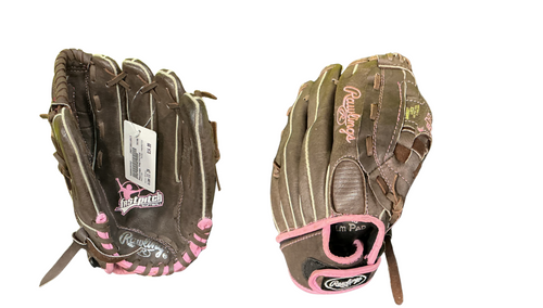 Vist Large View of Product Image Which is Used Rawlings FASTPITCH RH Throw Fastpitch Gloves Brown 11"