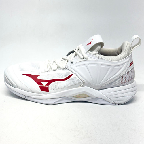 Vist Large View of Product Image Which is Used Mizuno WAVE MOMENTUM 2 VB Shoes Adult White And Red Senior 10.5