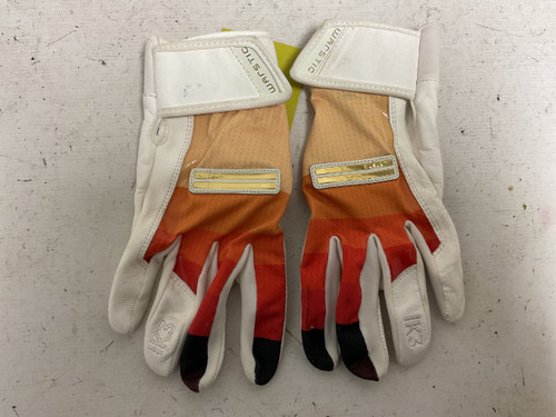 Vist Large View of Product Image Which is Used Warstic IK3 BB/SB Batting Gloves Orange MD
