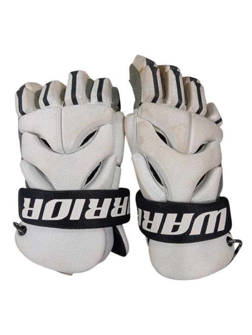 Vist Large View of Product Image Which is Used Warrior RABIL NEXT Lacrosse Gloves Junior White 12"