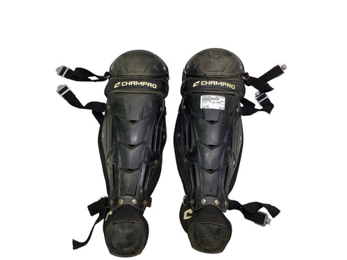 Vist Large View of Product Image Which is Used Champro YTH LEG GUARDS Catchers Leg Guards Black Youth