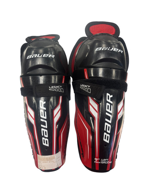 Vist Large View of Product Image Which is Used Bauer LEGACY SHINS Youth Shin Guards Black 9"