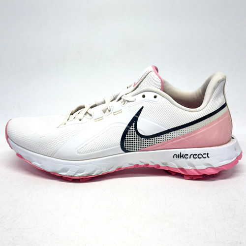 Vist Large View of Product Image Which is Used Nike REACT INFINITY PRO Mens Golf Shoes Pink And White Senior 10