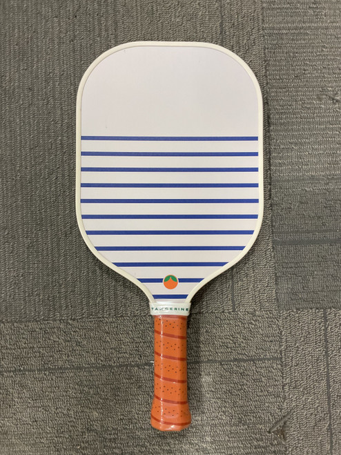 Vist Large View of Product Image Which is Used TANGERINE PICKLEBALL PADDLE Pickleball Racquet White And Navy Blue