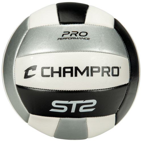 Vist Large View of Product Image Which is Champro ST2 Volleyball, Black/Grey/White
