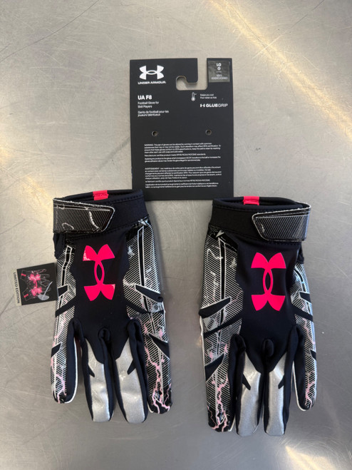 Vist Large View of Product Image Which is Used Under Armour F8 FB Gloves Black And Pink MD